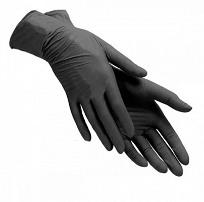 Перчатки нитровиниловые одноразовые S 50 пар черные								