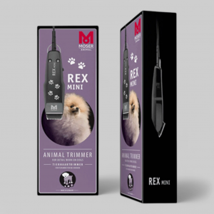 Машинка &quot;Moser - Rex Mini&quot; - окантовочная, супер-маленькая, универсальная насадка, сеть 5W. (серо\чёрная с принтом лапок)