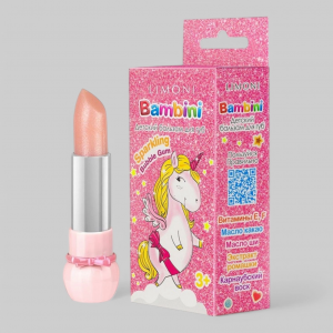 LIMONI  Детский бальзам для губ &quot;Bambini Sparklinq Bubble Gum&quot; 01 тон