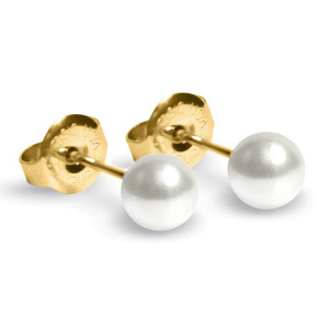Серьги &quot;SENSITIVE&quot;,белый жемчуг,с позолотой,размер 8мм,2 шт