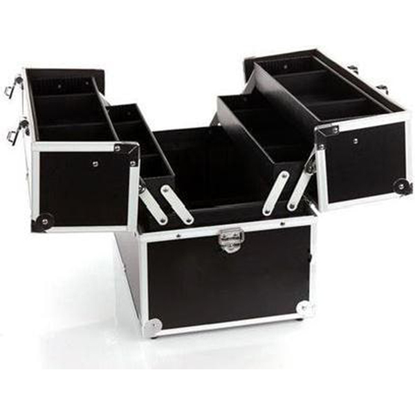 Кейс для визажиста, алюминиевый отделанный кожзаменителем, размер 37Х22Х25см.