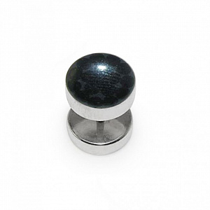 Серьга тунельная &quot;обманка&quot; диск с широкими бортами с эмалевым покрытием. Цвет - черный.