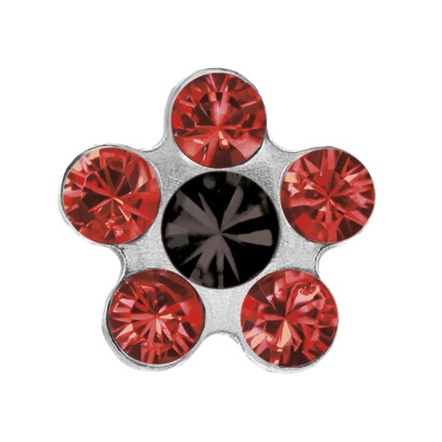 Серьги &quot;SENSITIVE&quot;,в виде цвета из шести камней,цвет&quot;РУБИН+ЧЕРНЫЙ ЯНТАРЬ&quot; ,без позолоты,2 шт