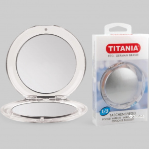 Зеркало карманное складное, простое и 3-кратное увеличение, на блистере