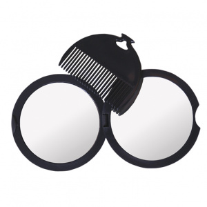 Зеркало компактное: обычное и увеличивающее, в комплекте с гребнем, размеры 7,5*7,5см