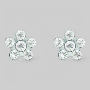 Серьги &quot;SENSITIVE&quot;,в виде цвета из шести камней,цвет&quot;ХРУСТАЛЬ&quot; ,без позолоты,2 шт