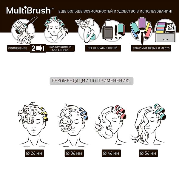 НАБОР ИЗ 4-Х БРАШИНГОВ MULTIBRUSH ONE SIZE KIT 46 - L, + СЪЕМНАЯ РУЧКА