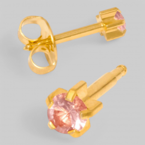 JUNE TIFFANY Серьги для прокола в Крапане, камень-АЛЕКСАНДРИТ(июнь) позолоченный