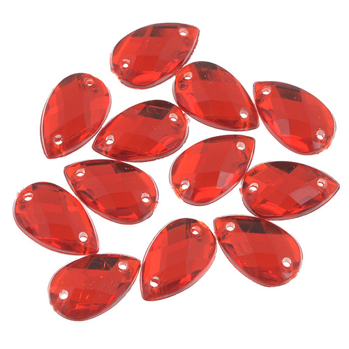 Стразы &quot;капля&quot;, цвет красный, 24 шт., разм.2,2х3,5 мм