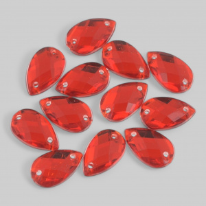 Стразы &quot;капля&quot;, цвет красный, 24 шт., разм.2,2х3,5 мм