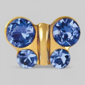 Серьги &quot;SENSITIVE&quot; Бабочка, Сапфир, c позолотой, 2 шт