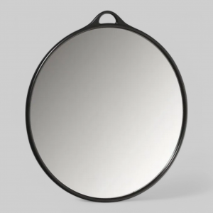 Зеркало заднего вида с ручкой, круглое, диаметр 27см, черное.