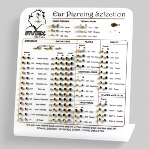 Витринка выстовочная с образцами серег.