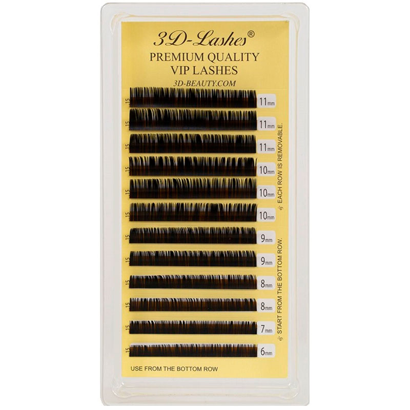 3D-VIP Lashes L Curl - Ресницы шелковые черные, толщина 0,07мм, ассорти от 14 до 17мм,  наклеены на ленту, примерно 7400шт.