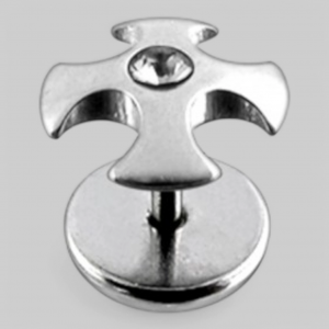 Серьга в форме &quot;ирландского креста&quot; с камнем в центре. Цвет - хрусталь.