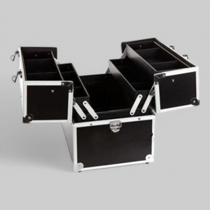 Кейс для визажиста, алюминиевый отделанный кожзаменителем, размер 37Х22Х25см.