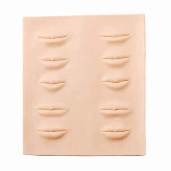 Искуственная кожа с образцами губ и бровей для обучения и практики.