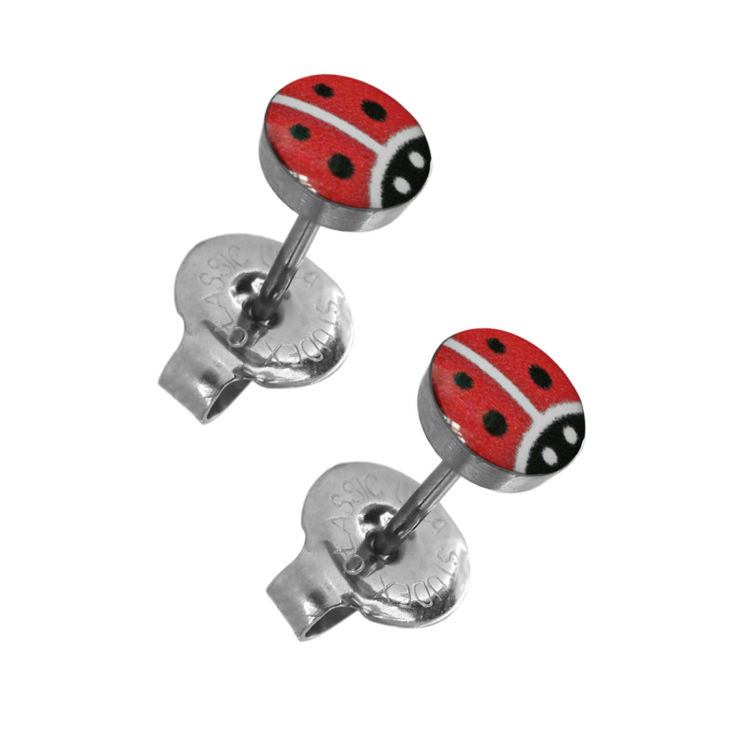 Серьги &quot;SENSITIVE&quot;, в виде &quot;божьей коровки&quot;, без позолоты, размер 6мм, 2шт.
