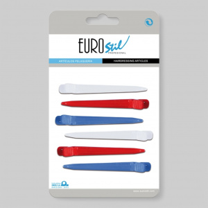 Зажимы для волос пластиковые, изогнутые, разноцветные, 6шт, длина 8,3см