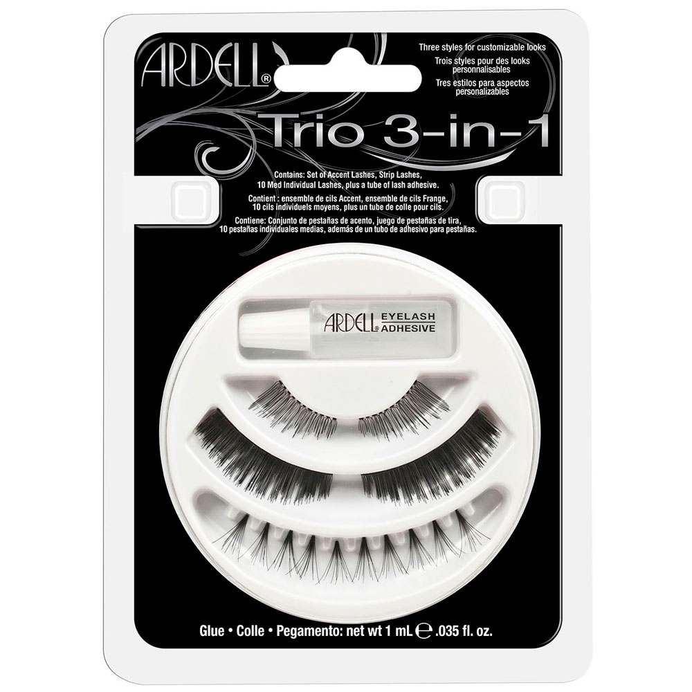 Набор &quot;TRIO 3-IN-1&quot;, состоит 10 средних пучковых ресниц, подиумных моделей № 101 и 301 плюс клей для пучковых ресниц 1мл.