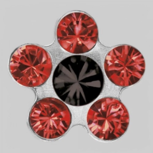 Серьги &quot;SENSITIVE&quot;,в виде цвета из шести камней,цвет&quot;РУБИН+ЧЕРНЫЙ ЯНТАРЬ&quot; ,без позолоты,2 шт