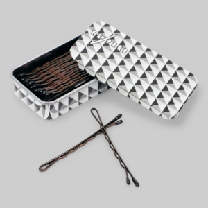 Невидимки для волос, 40шт., волнообразные (5 волн), длина 52мм, цвет-каштан