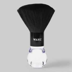 ПАРИКМАХЕРСКАЯ ЩЕТКА ДЛЯ ОЧИСТКИ ВОЛОС С ШЕИ &quot;WAHL&quot;, ПРОЗРАЧНАЯ РУЧКА С ЧЕРНЫМ ОБОДКОМ