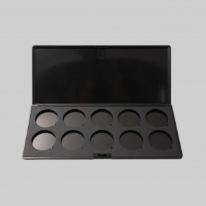 Футляр для пудр, теней и румян диаметром 36 мм, на 10 цветов.