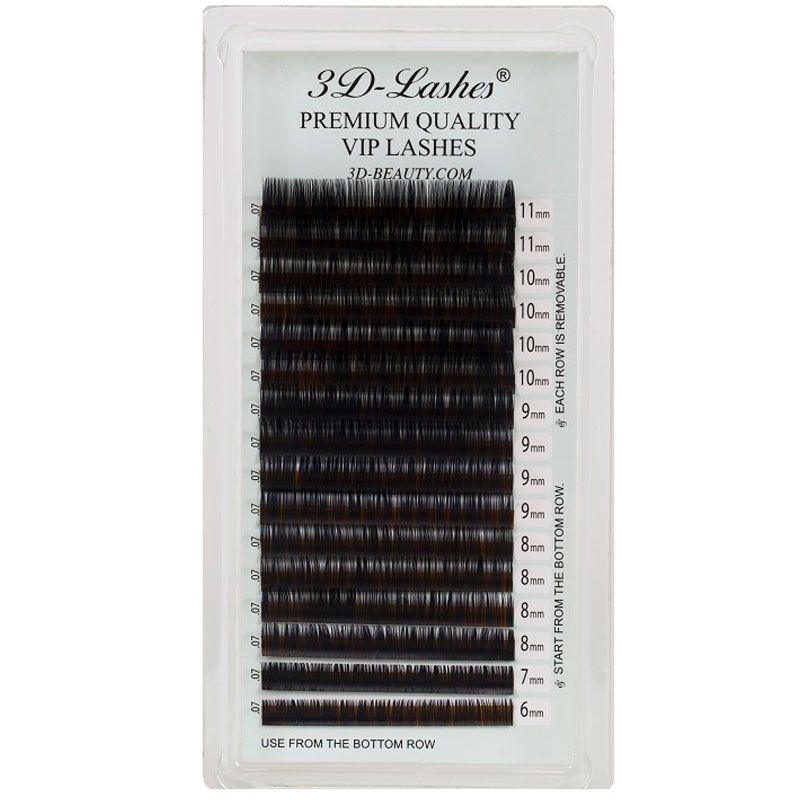 3D-VIP Lashes С Curl - Ресницы шелковые черные, толщина 0,1мм, ассорти от 14 до 17мм,  наклеены на ленту, примерно 5800шт.