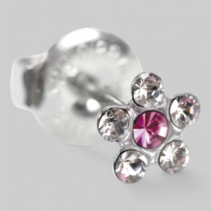 Серьги &quot;SENSITIVE&quot;,в виде цвета из шести камней,цвет&quot;ХРУСТАЛЬ+ТУРМАЛИН&quot; ,без позолоты,2 шт