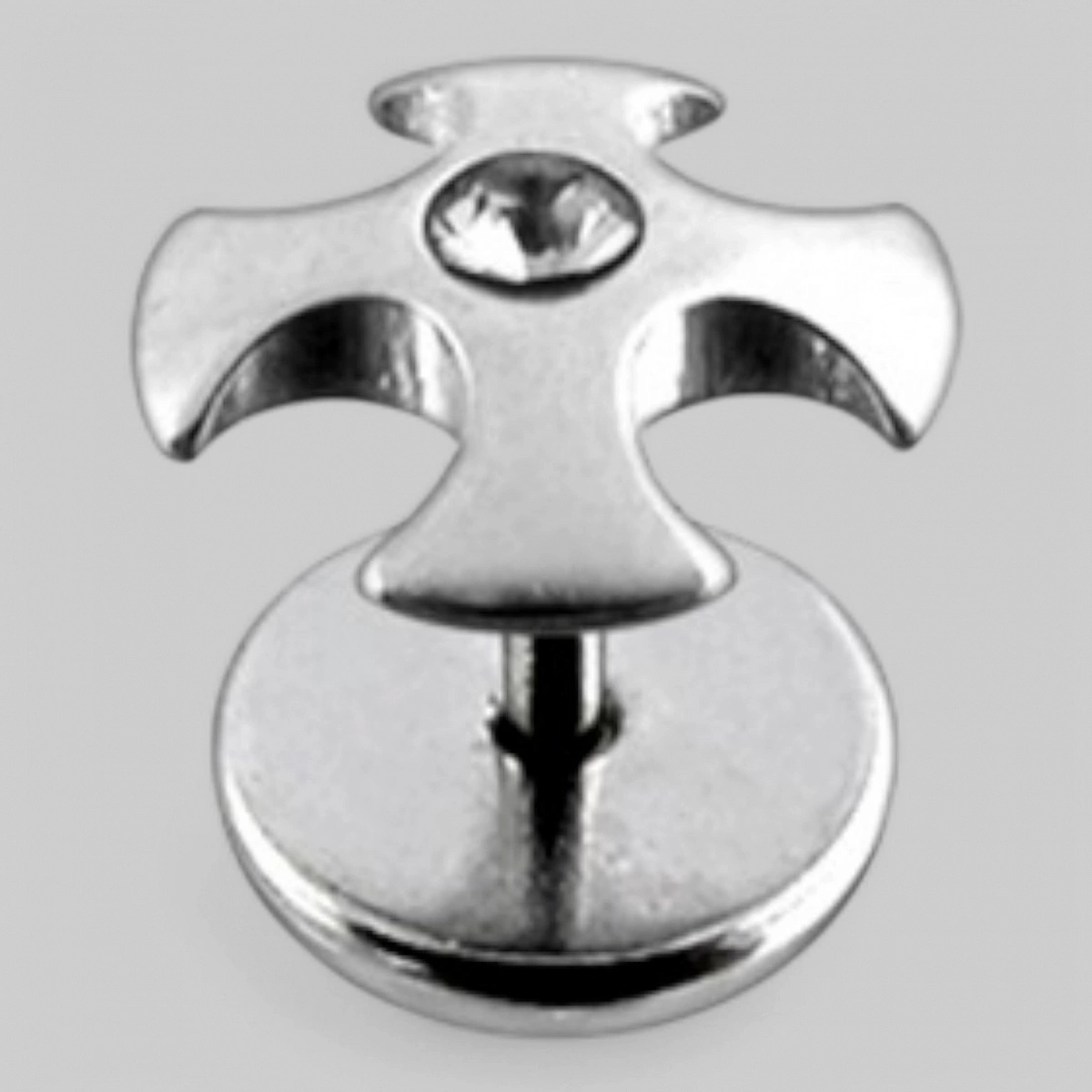 Серьга в форме &quot;ирландского креста&quot; с камнем в центре. Цвет - хрусталь.