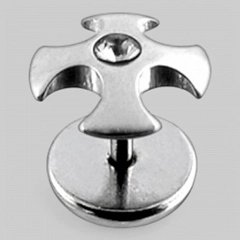 Серьга в форме &quot;ирландского креста&quot; с камнем в центре. Цвет - хрусталь.