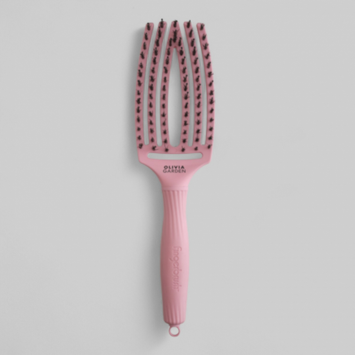 Массажная щётка FINGERBRUSH Boar&Nylon ThinkPink 2024, светло-розовая.