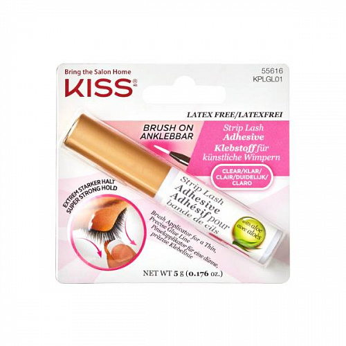 Kiss Клей для подиумных ресниц, прозрачный c алое, 5гр