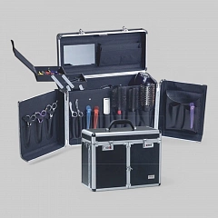 Кейс для парикмахера, алюминиевый отделанный кожзаменителем, размер 4Х20Х34см.