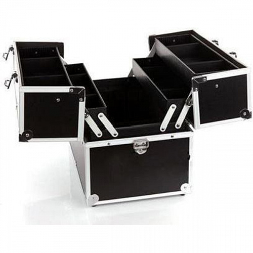 Кейс для визажиста, алюминиевый отделанный кожзаменителем, размер 37Х22Х25см.