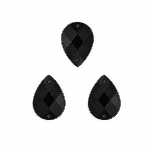 Стразы &quot;листики&quot;, цвет &quot;черный&quot;, 24 шт., разм.1,6х3,2 мм