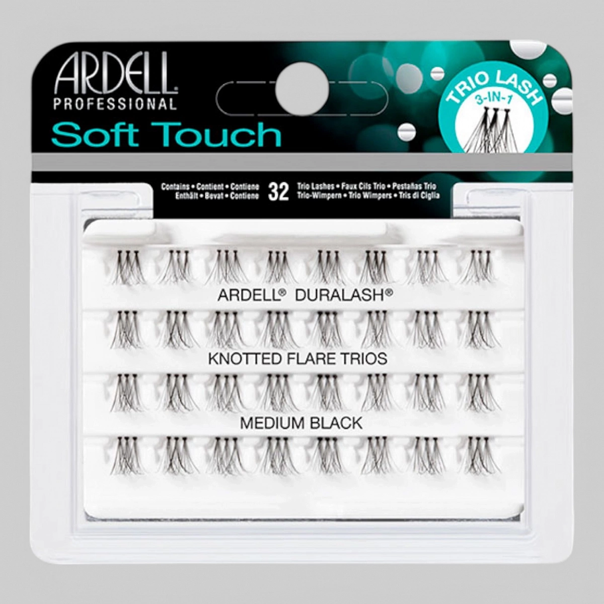 Ресницы пучковые &quot;DURALASH SOFT TOUCH TRIOS&quot; с заострёнными кончиками, три пучка в связке, с узелками, черные (средние).