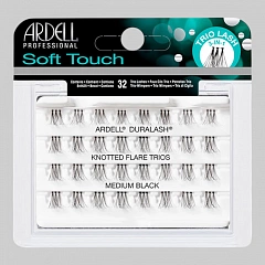 Ресницы пучковые &quot;DURALASH SOFT TOUCH TRIOS&quot; с заострёнными кончиками, три пучка в связке, с узелками, черные (средние).