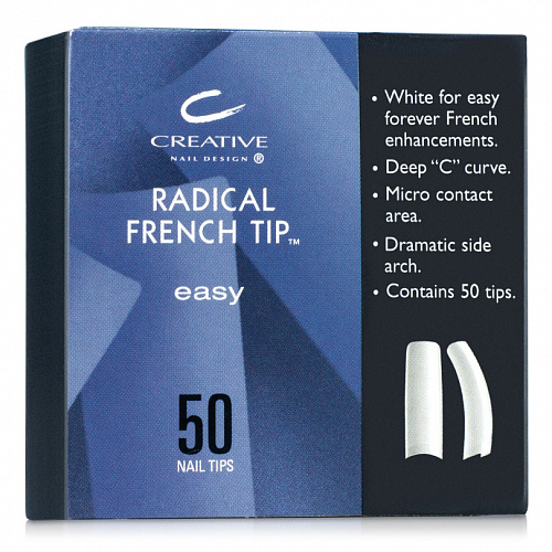 RADICAL FRENCH №9  - Типсы выпуклые для французского маникюра, белые № 9, 50 шт