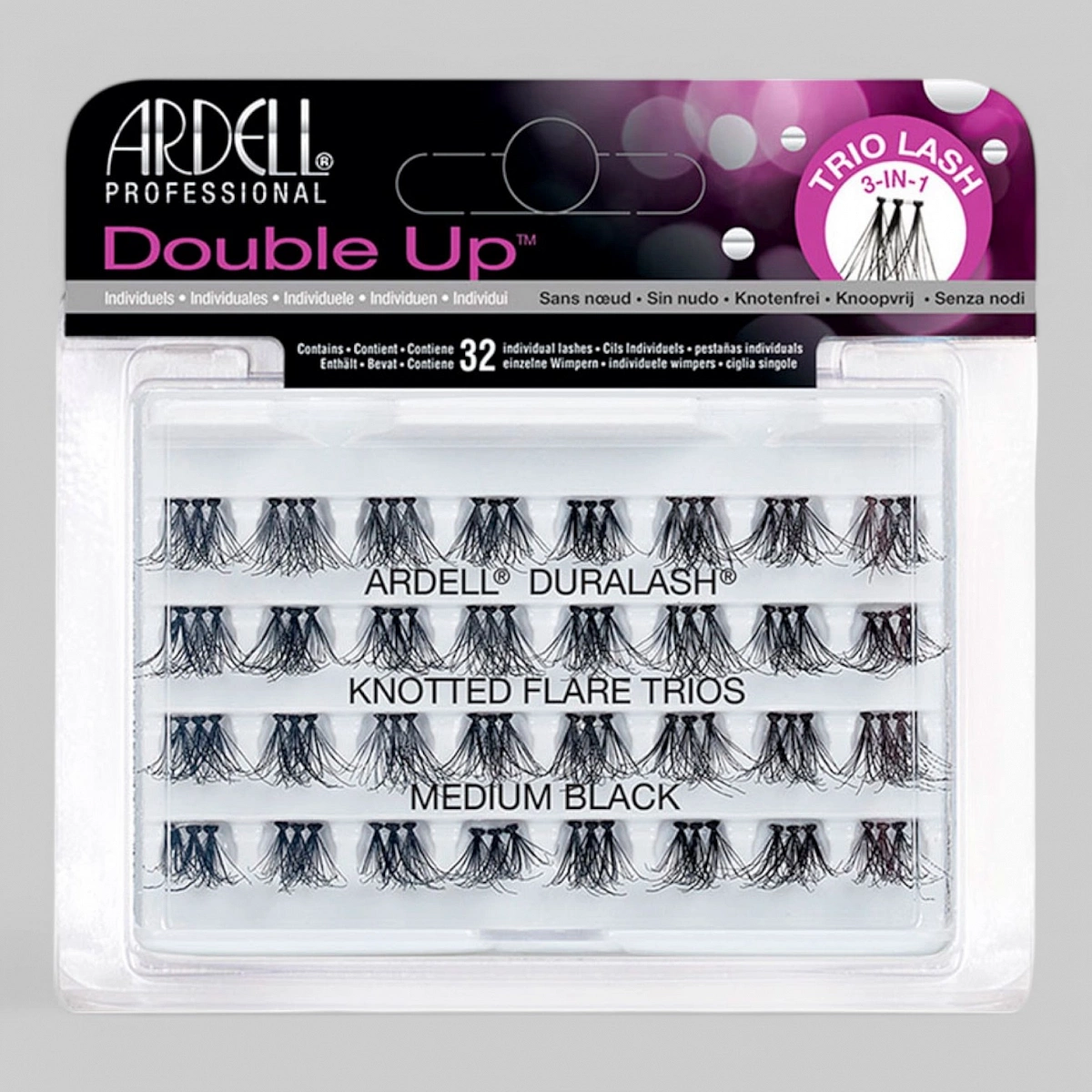 Ресницы пучковые &quot;DURALASH DOUBLE UP TRIOS&quot; три пучка в связке, двойной объём, с узелками, черные (средние).