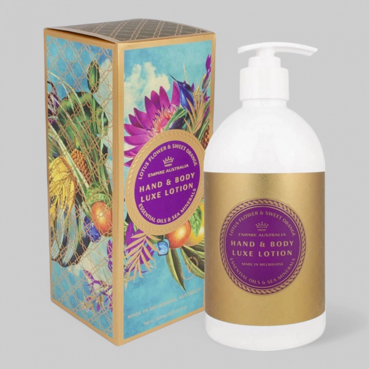 Лосьон для рук и тела EMPIRE AUSTRALIA с маслами цветка лотоса и сладкого апельсина, коллекция &quot;SAPPHIRE COAST&quot;, 500 мл