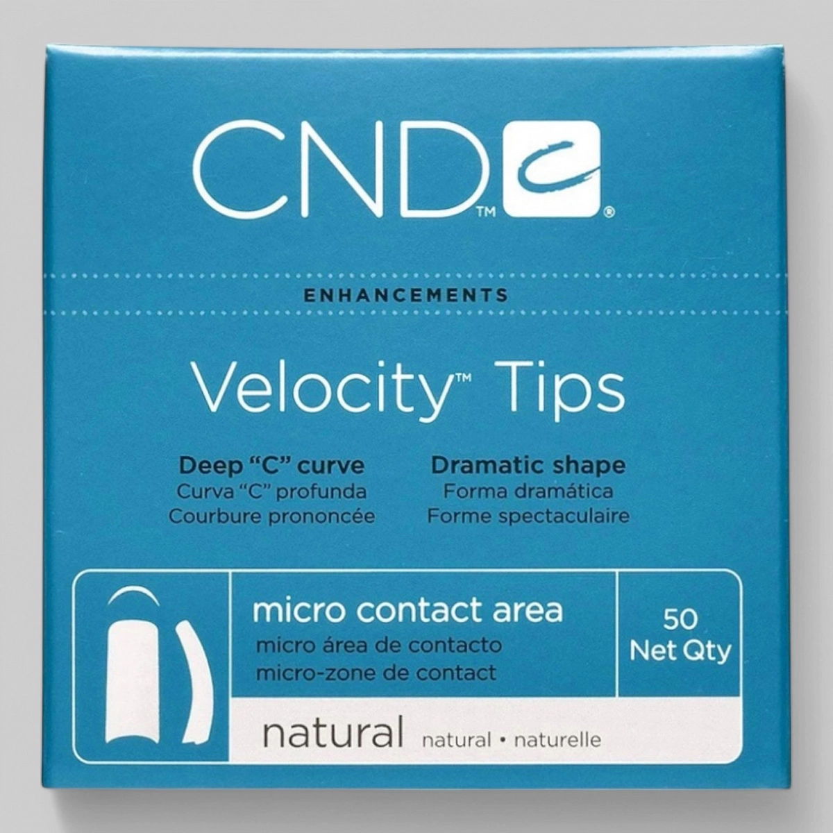 &quot;VELOCITY TIPS №6&quot; - Типсы с глубоким &quot;С&quot; изгибом и укороченной контактной зоной, натурального цвета, №6, 50шт.