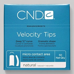 &quot;VELOCITY TIPS №6&quot; - Типсы с глубоким &quot;С&quot; изгибом и укороченной контактной зоной, натурального цвета, №6, 50шт.