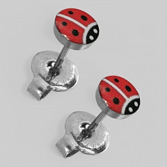 Серьги &quot;SENSITIVE&quot;, в виде &quot;божьей коровки&quot;, без позолоты, размер 6мм, 2шт.