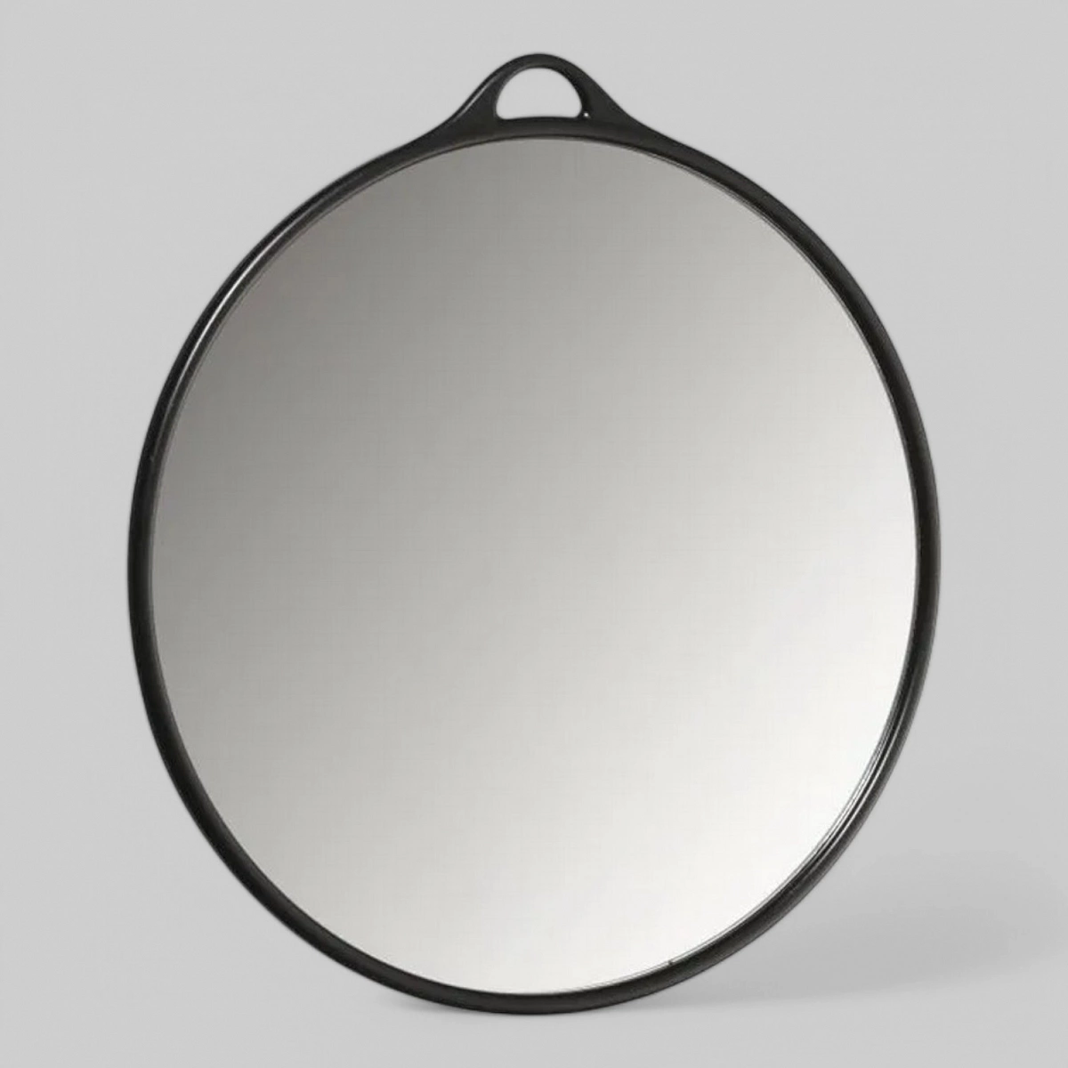 Зеркало заднего вида с ручкой, круглое, диаметр 27см, черное.