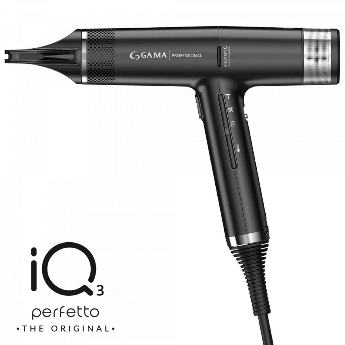 Электрофен для волос Ga.ma - IQ3 Perfetto с турбо кнопкой, 120 000 оборотов, черный (арт. PH6080.BK)