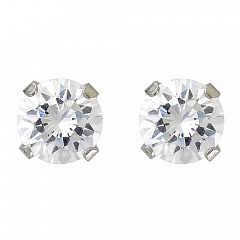 Серьги &quot;SENSITIVE&quot;, с камнем &quot;ЦИРКОН&quot; в крапане, без позолоты, размер 7 мм, 2 шт.