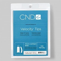 &quot;VELOCITY TIPS&quot; - Типсы с глубоким &quot;С&quot; изгибом и укороченной контактной зоной,  натурального цвета, ассорти, 100шт.