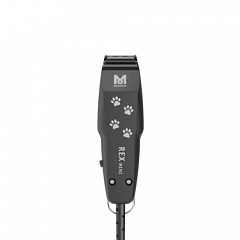Машинка &quot;Moser - Rex Mini&quot; - окантовочная, супер-маленькая, универсальная насадка, сеть 5W. (серо\чёрная с принтом лапок)